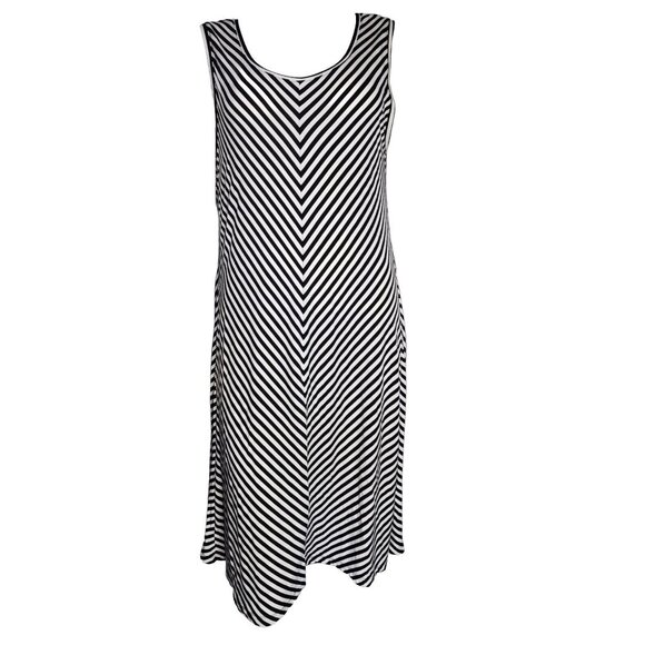 Style & Co Dress Womens Size XL Black White Striped Sleeveless Pullover Stretch - Picture 1 of 6